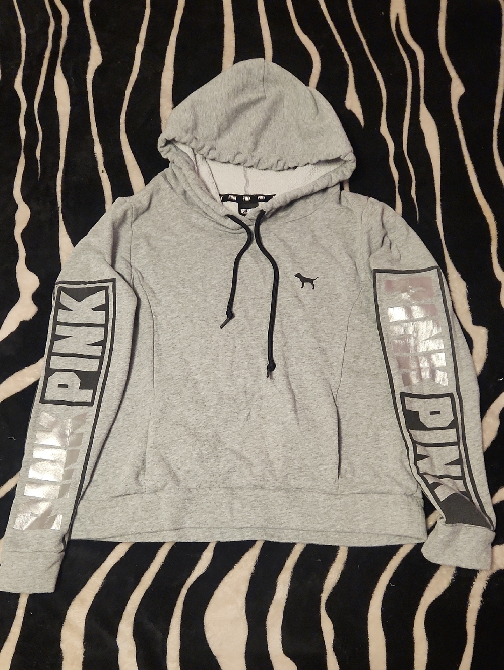 Victoria's Secret PINK Gray and Black Hooded Pullover
